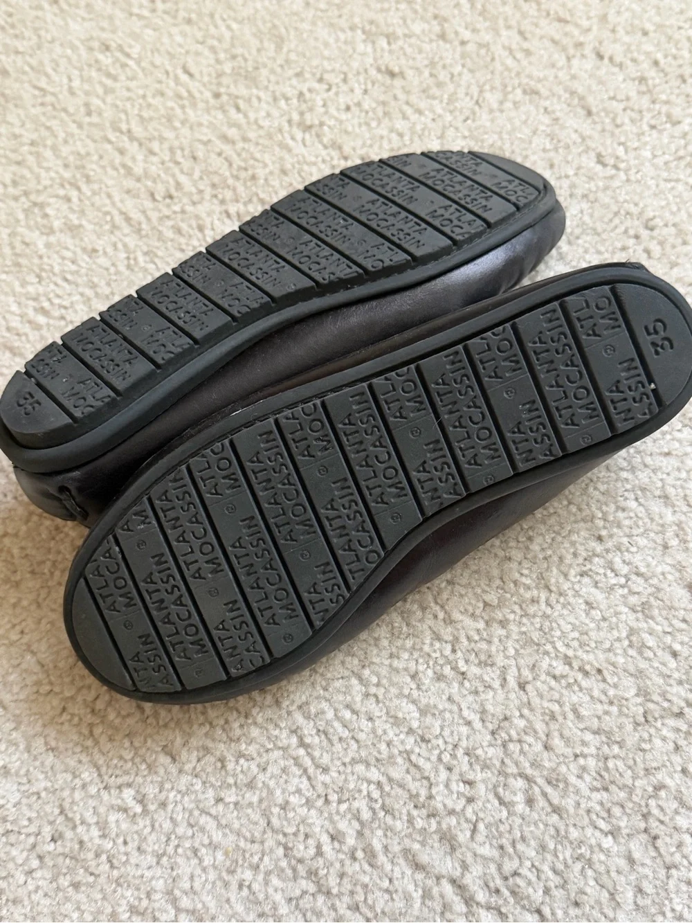 Premium Atlanta moccasin Black Woven Leather Moccasin US 3 (EU35)